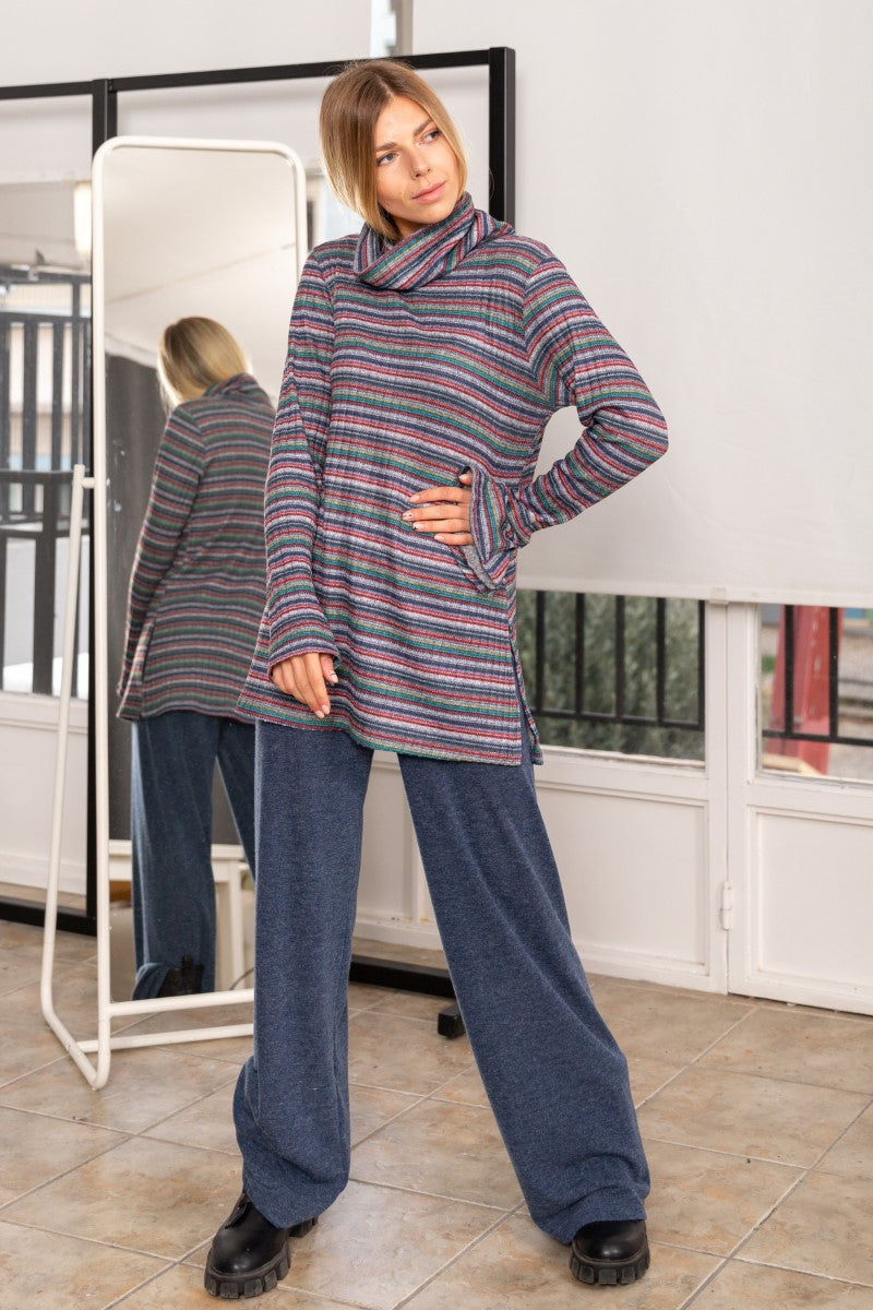 Wine Red Knit Long Trousers