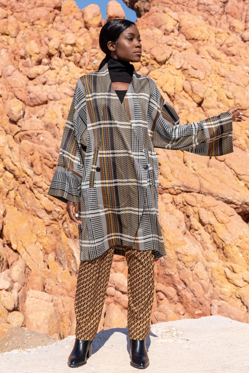 Grey Striped Kimono