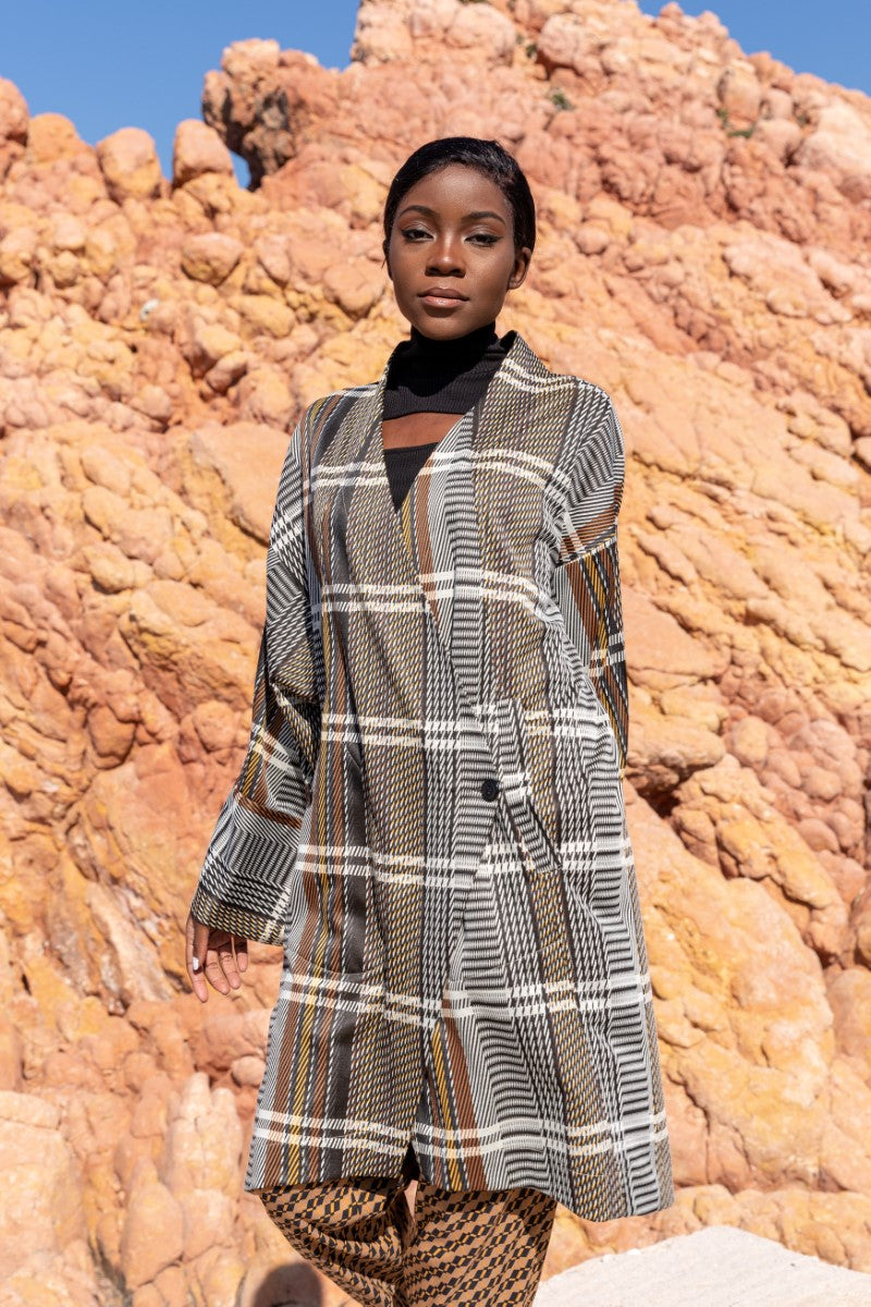 Grey Striped Kimono