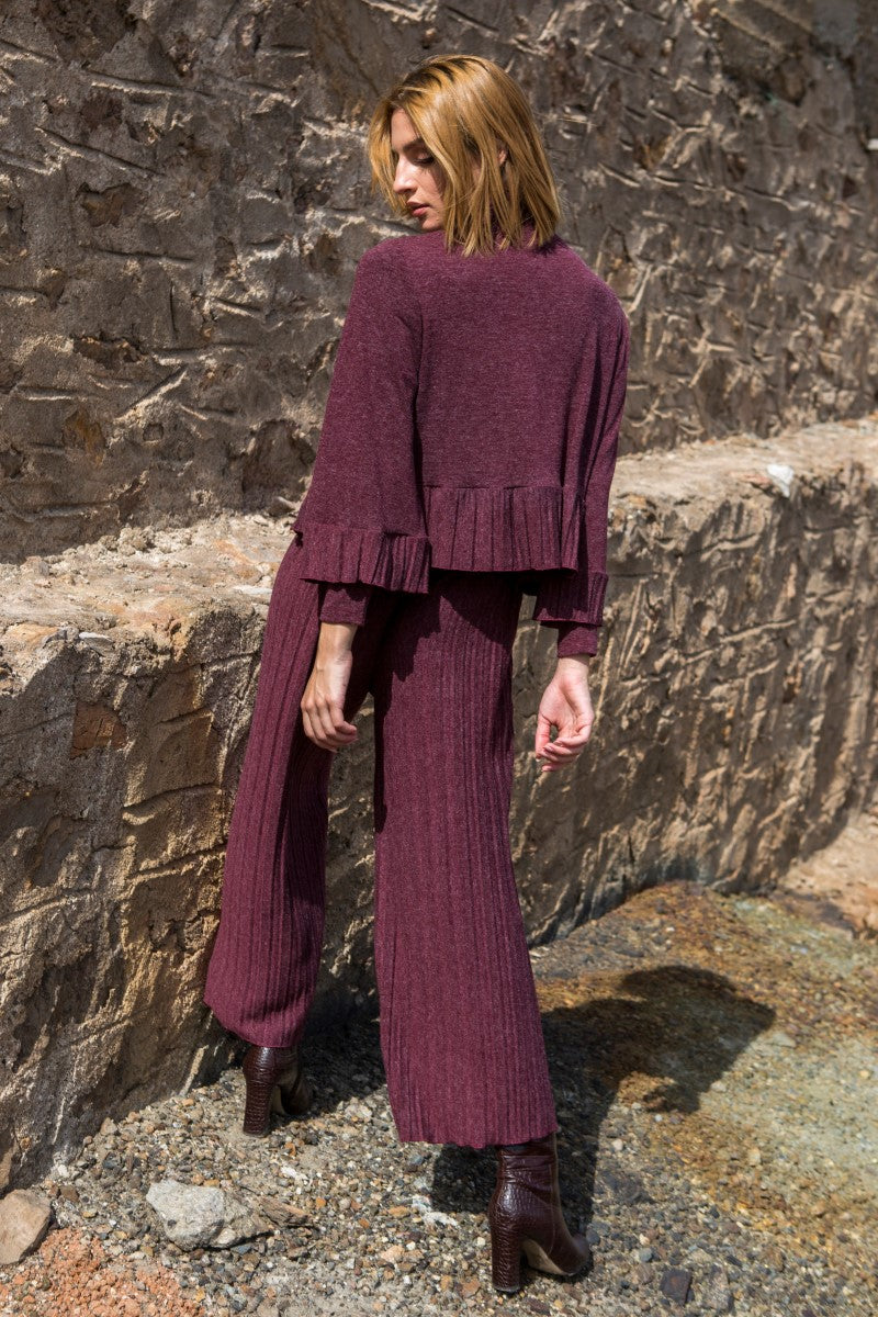 Wine Red Knit Pants