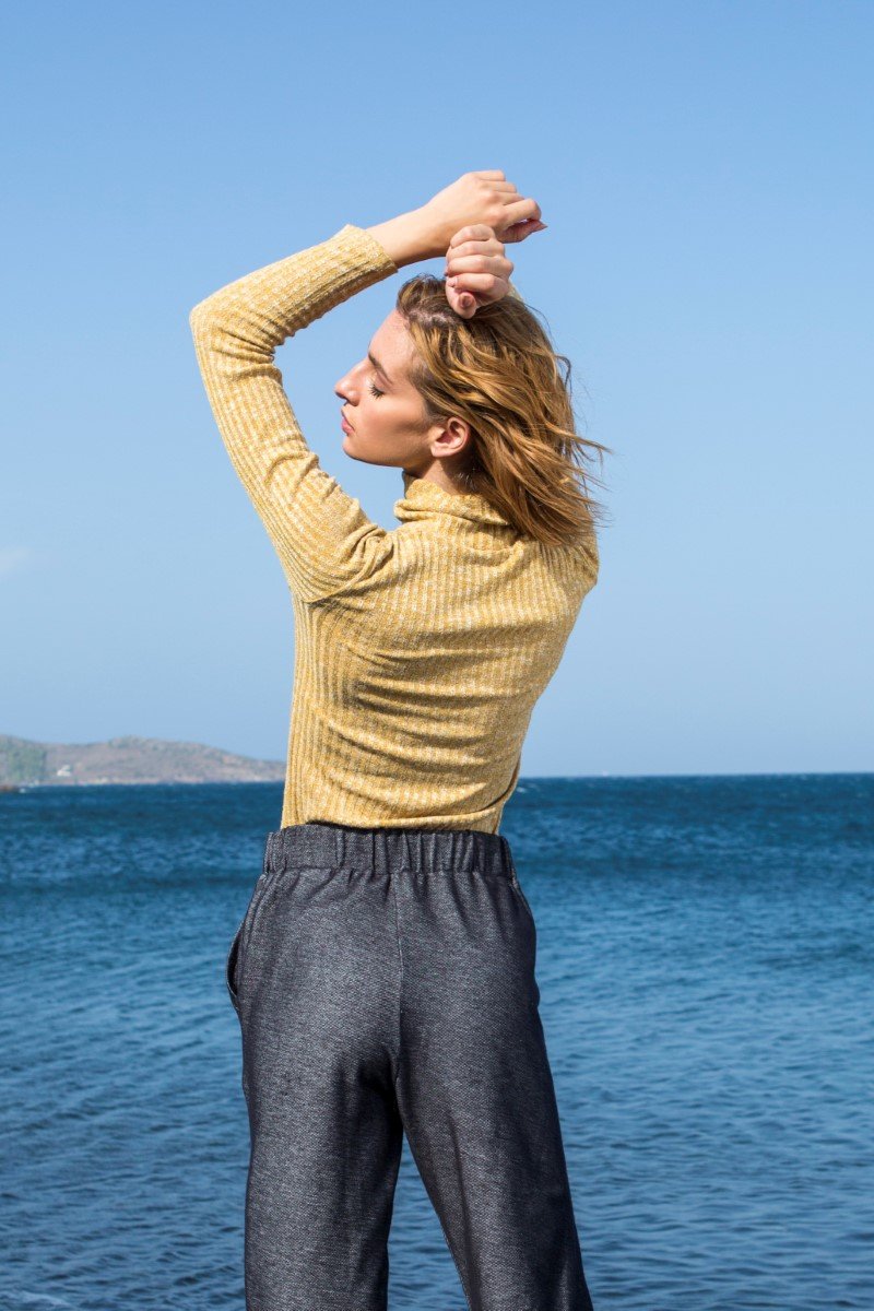 Yellow Mustard Knit Turtleneck Sweater