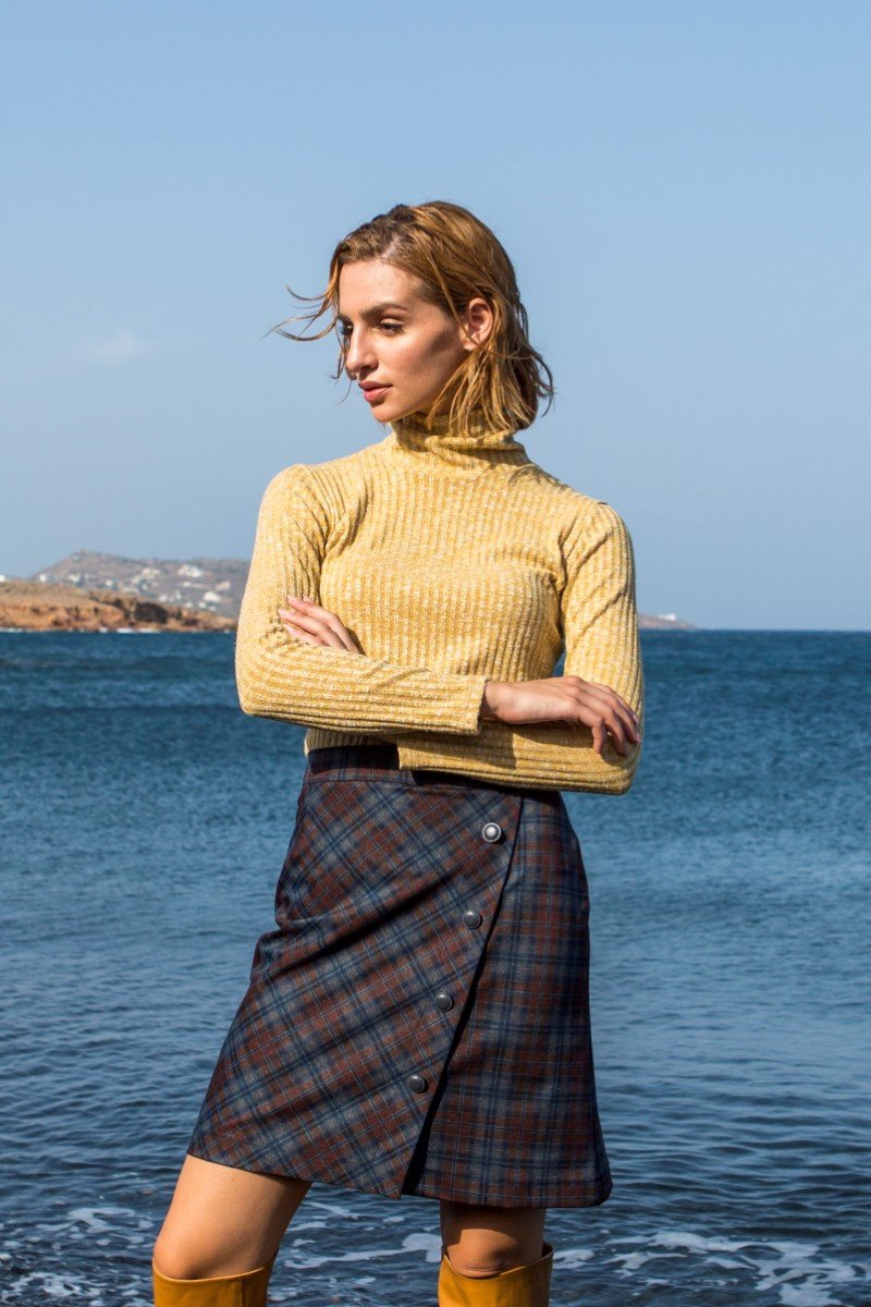 Yellow Mustard Knit Turtleneck Sweater