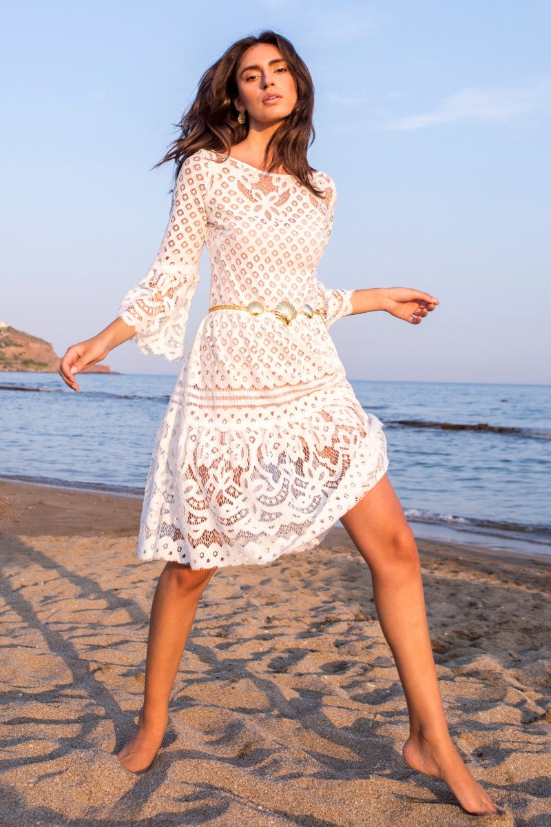White Mini Lace Dress