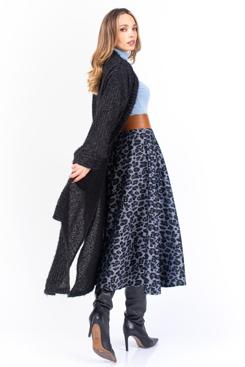 Ciel Blue Animal Print A-Line Skirt