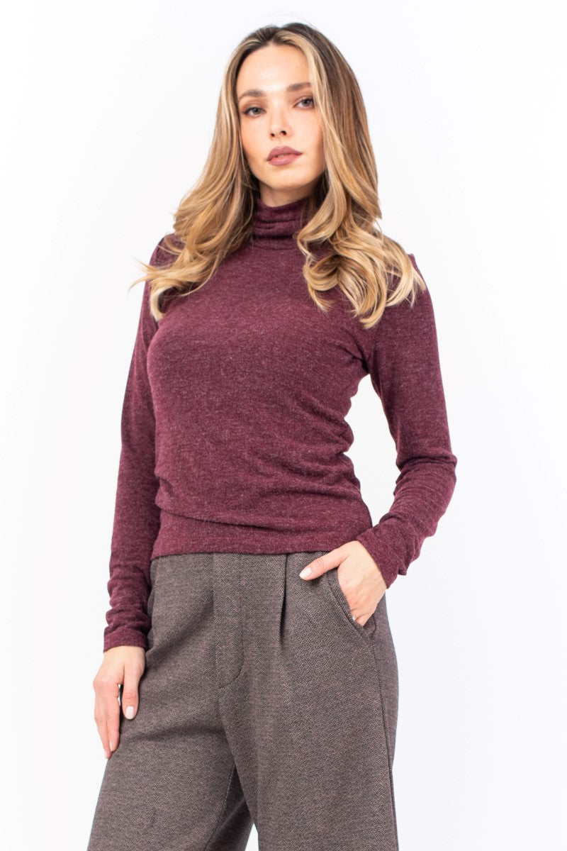 Wine Red Turtleneck Sweater