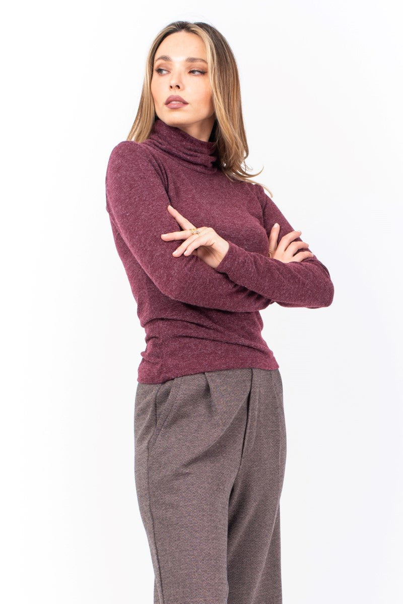 Wine Red Turtleneck Sweater
