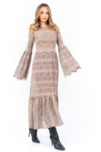 Boho Lace Dress With Bell Sleeves