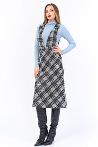 Pinafore Dress In Black & Off-White Houndstooth Check