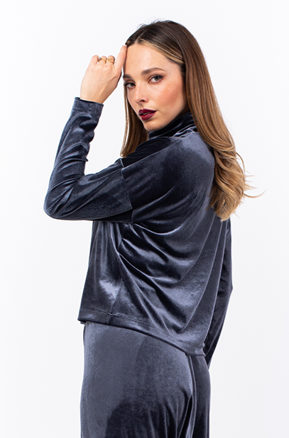 Black Velvet Turtleneck Sweater