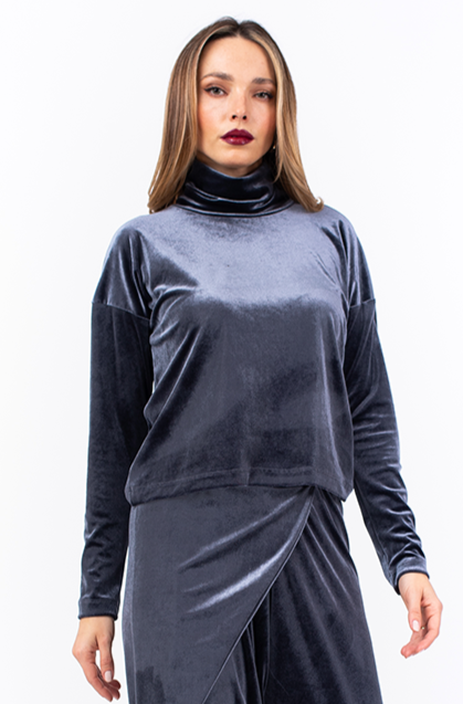 Velour sales turtleneck sweater