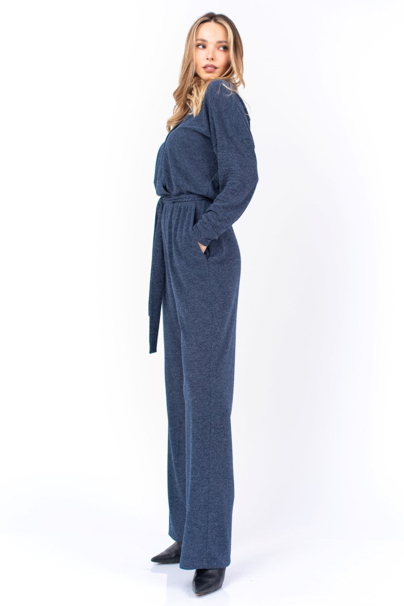 Dark Blue Knit Jumpsuit
