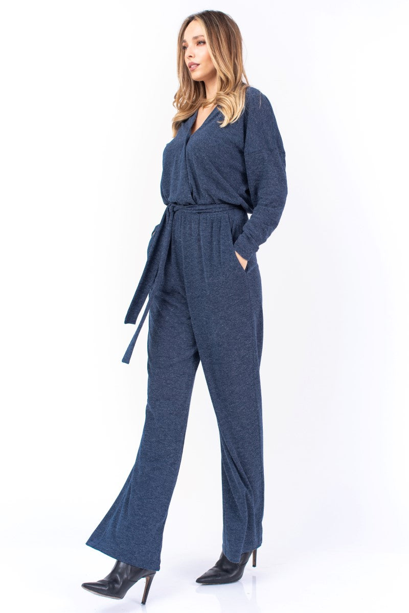 Dark Blue Knit Jumpsuit