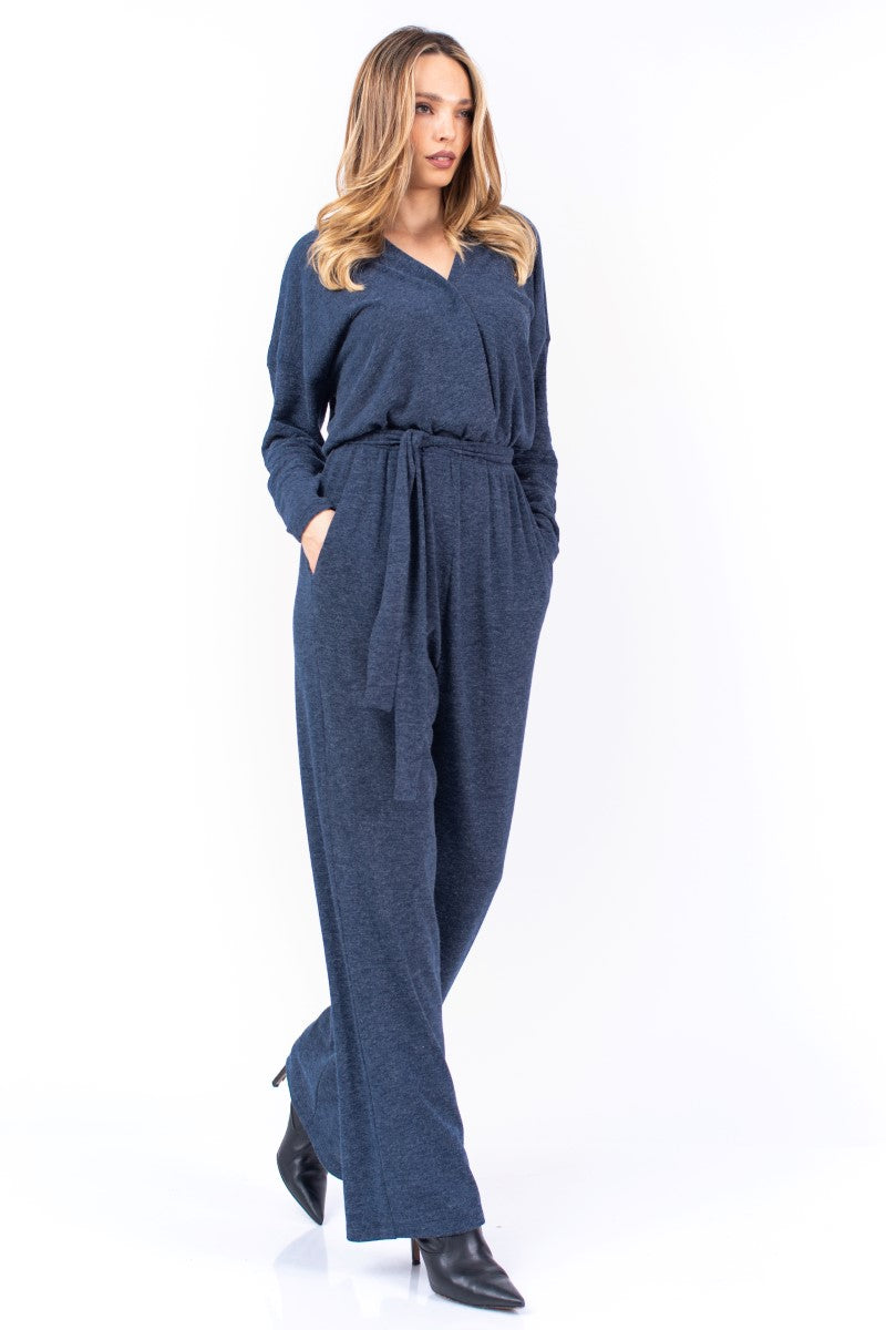 Dark Blue Knit Jumpsuit