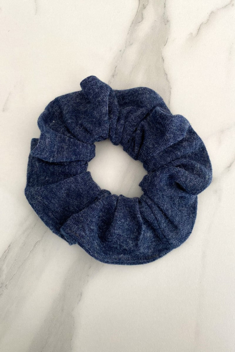 Blue Knit Scrunchie