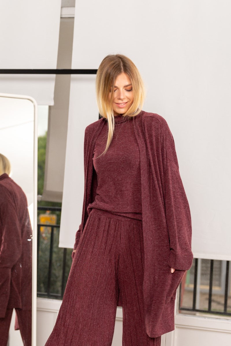 Wine Red Long Cardigan