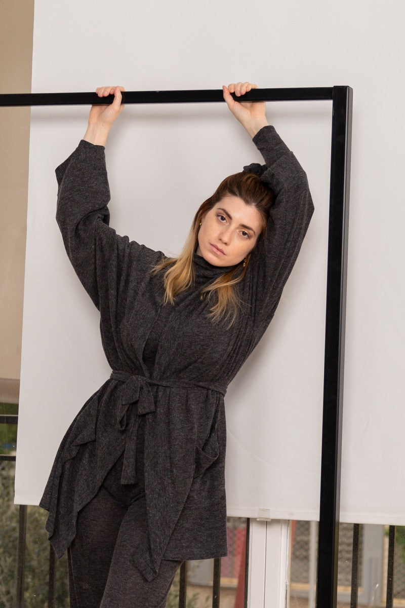 Dark Grey Long Cardigan