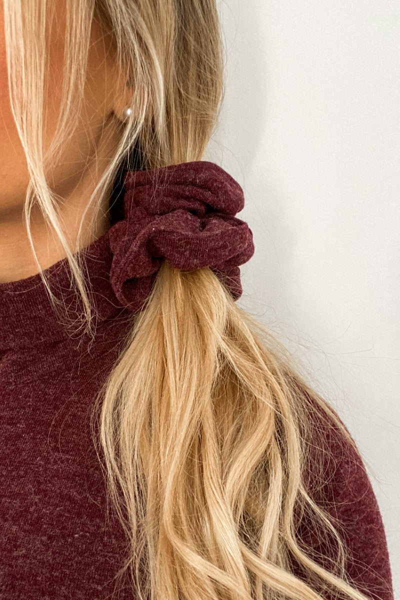 Wine Red Knit Scrunchie