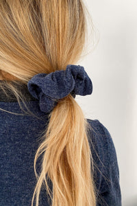 Blue Knit Scrunchie
