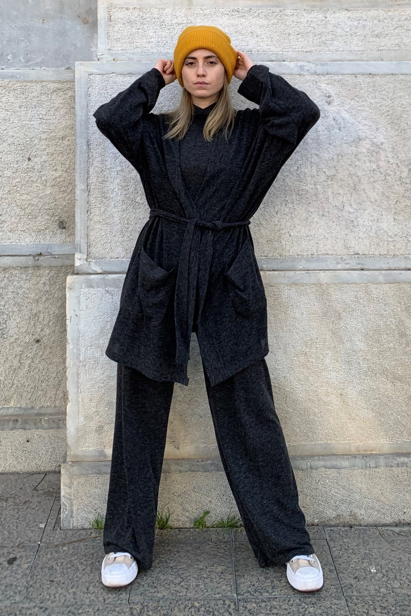 Dark Grey Long Cardigan