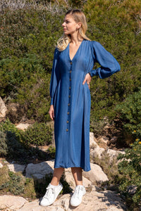 Denim Blue Buttoned Dress