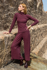 Wine Red Knit Pants