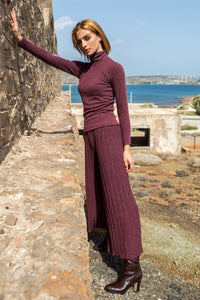 Wine Red Turtleneck Sweater