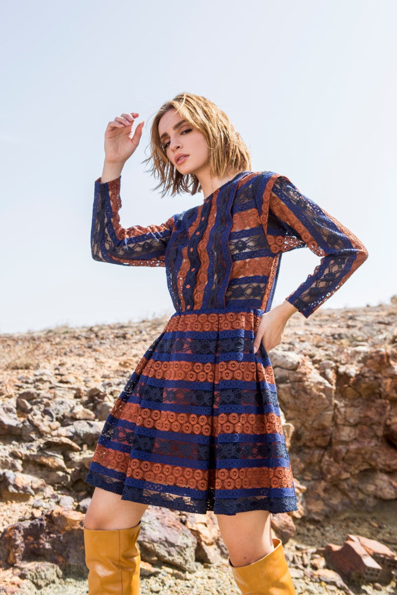 Blue Lace Mini Dress