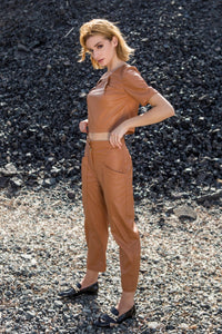 Tobacco Faux Leather Pants