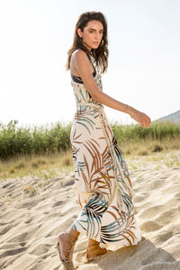 Beige One-shoulder Maxi Dress With Tassels