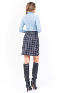Grey Plaid Mini Skirt
