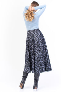 Ciel Blue Animal Print A-Line Skirt