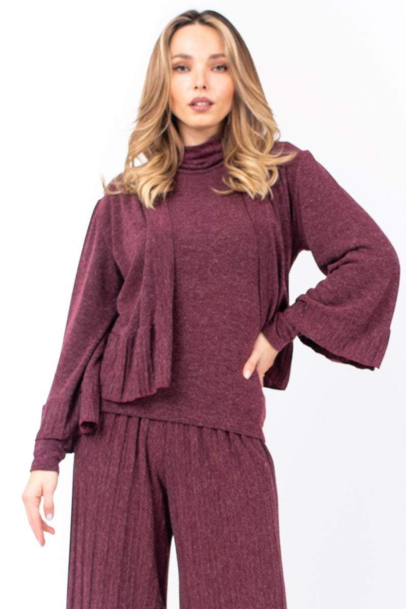 Wine Red Knit Cardigan