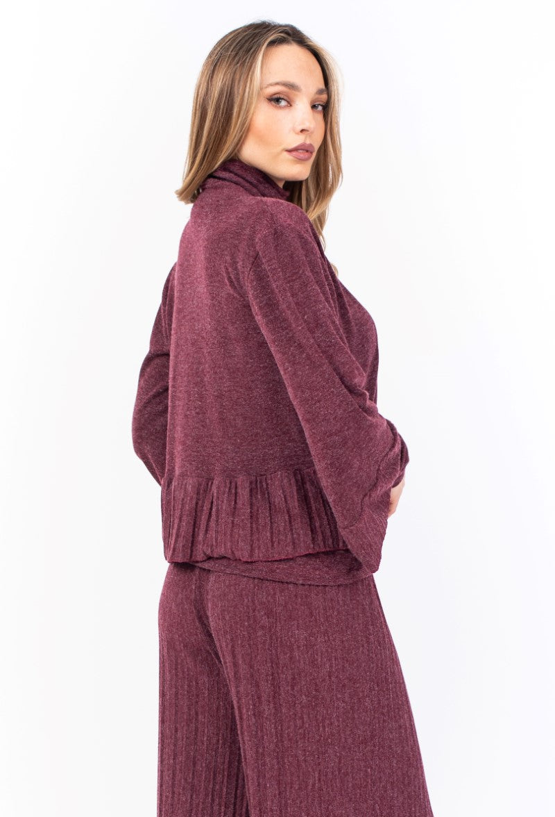Wine Red Knit Cardigan