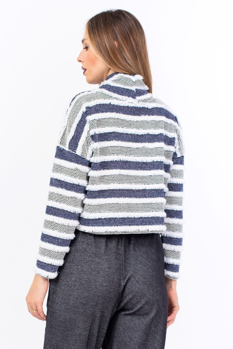 Blue off white grey Sweater Crop Top victoriahaitoglou