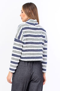 Blue, off-white, grey Sweater Crop Top