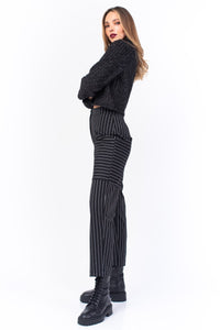 Striped Mom Fit Pants With Pockets