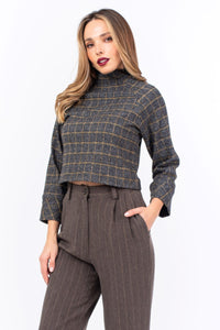 Plaid Crop Top With A Short Turtleneck