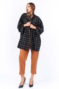 Plaid Cape With Sleeves