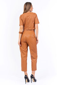 Tobacco Faux Leather Pants