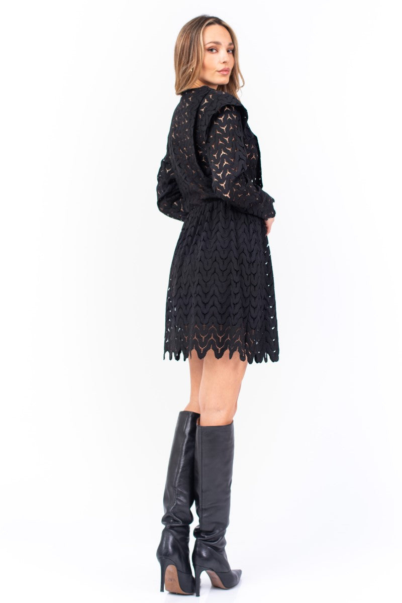 We11done lace-trim piqué mini dress - Black